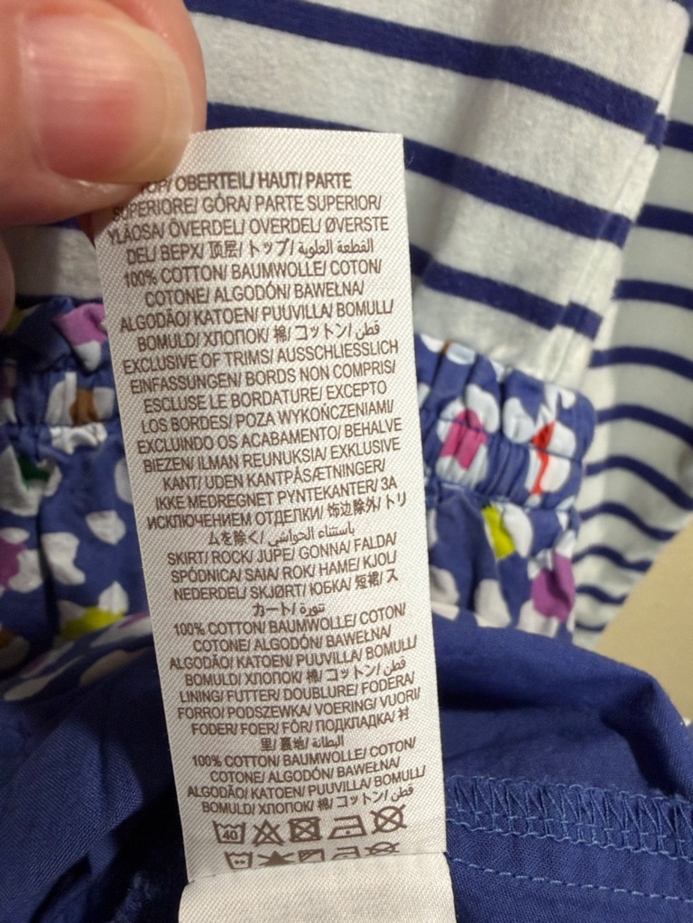 Mini Boden 7-8 Striped Blue Floral Skirt Dress - Picture 7 of 7